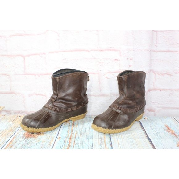 Sorel Brown Leather Wool Lined Chelsea Ankle Rubber Duck Boots Size US 8 - Picture 2 of 7